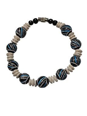 African Inspired Tribal Beaded Bracelet White Disc Bead Spacers Jewelry Unisex